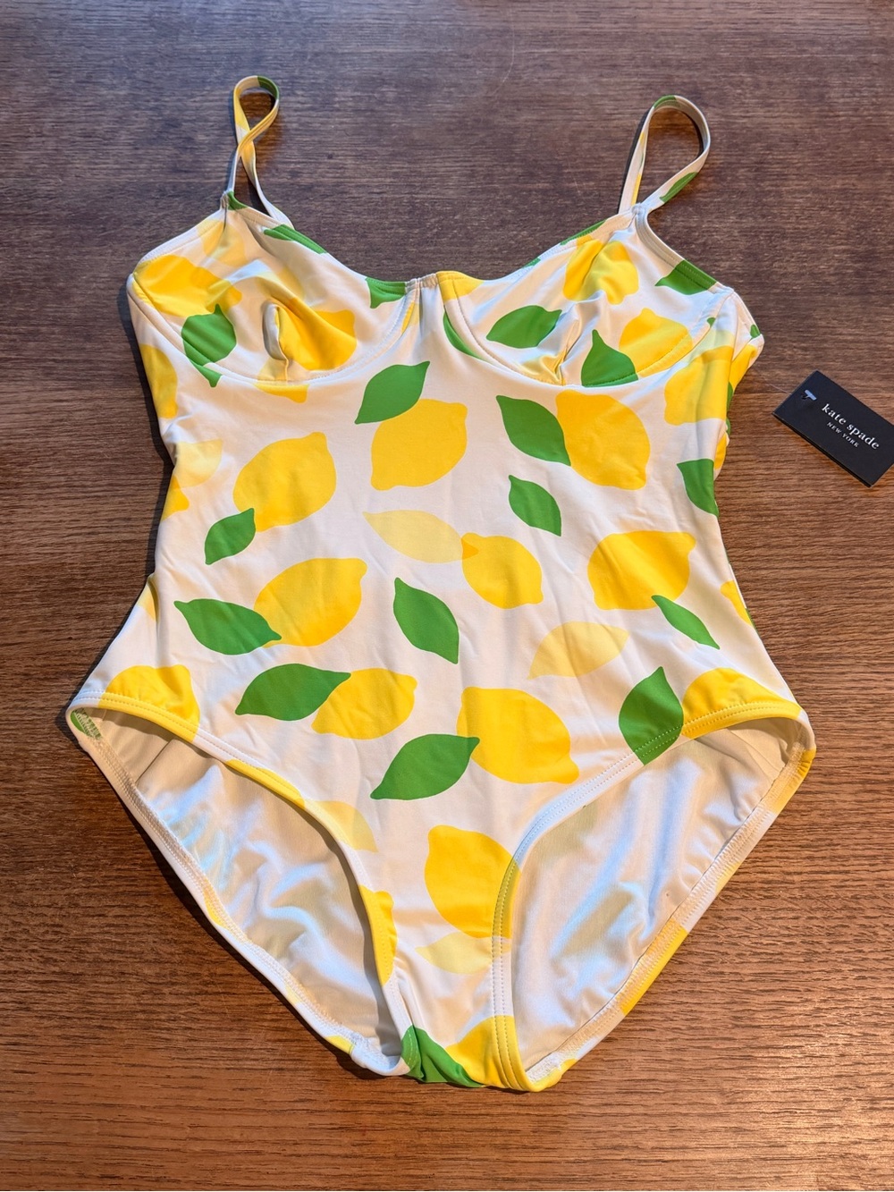 kate spade Yellow Lemon Print One-Piece Swimsuit with Green Leaves